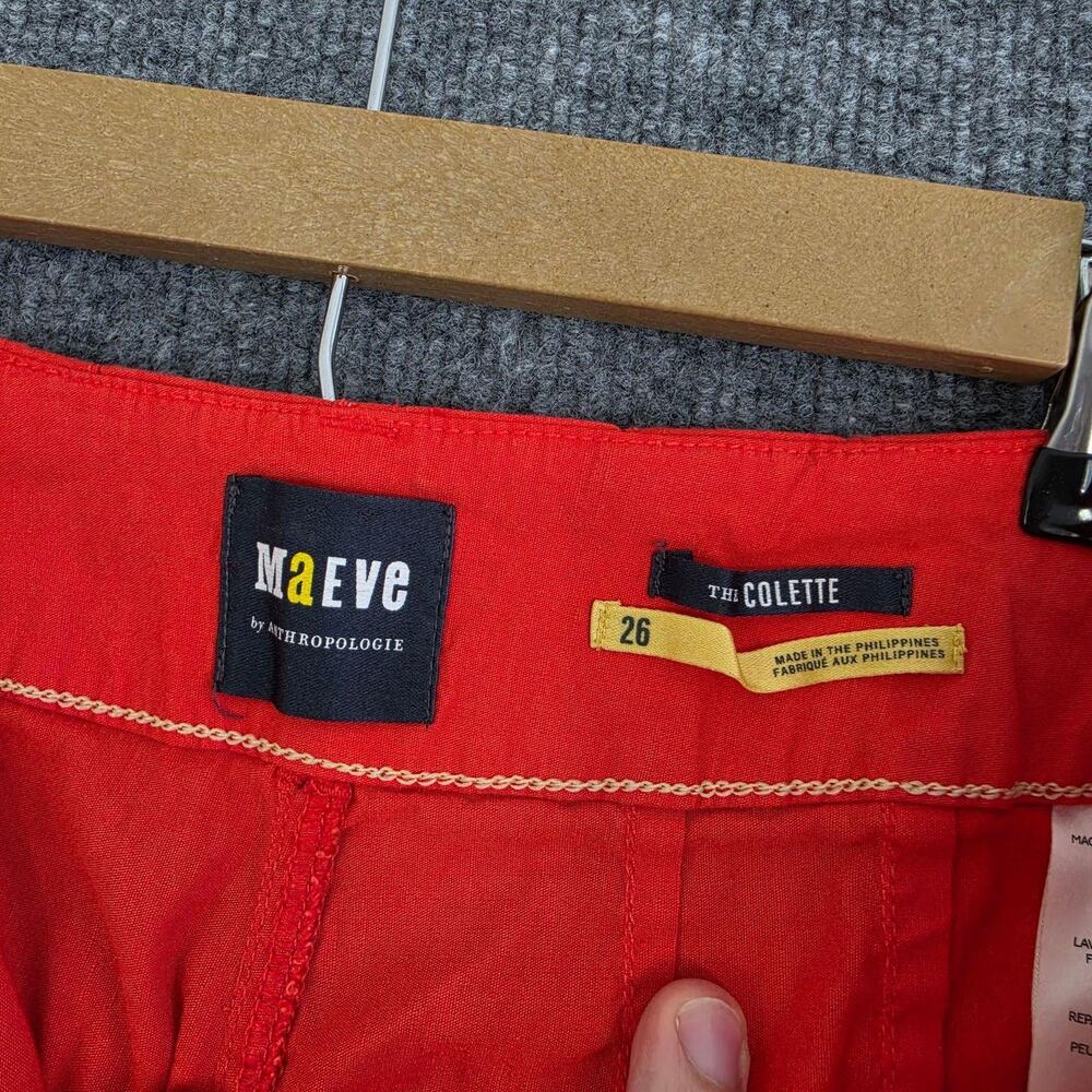 Maeve Pants 26 The Colette Wide Leg High Rise Cropped Linen Blend Orange Casual - Picture 5 of 11